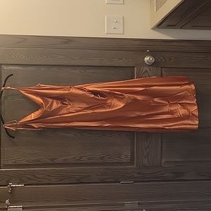 Elegant Satin Midi Dress in Orange